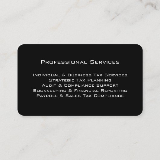 Professional Tax Accountant Editable QR Code 名刺 (裏面)