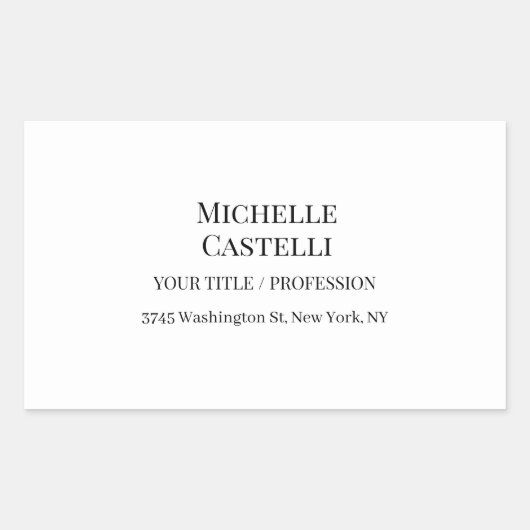 Professional Unique Classical Simple Black & White 長方形シール (正面)