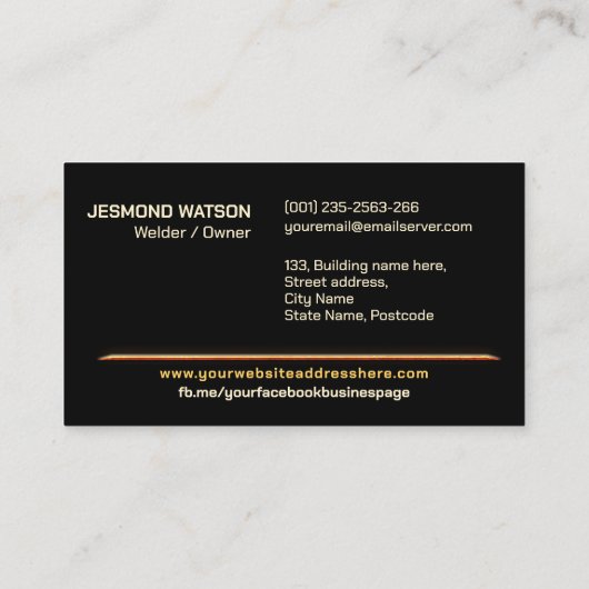 Professional Welding Services - Welder 名刺 (裏面)