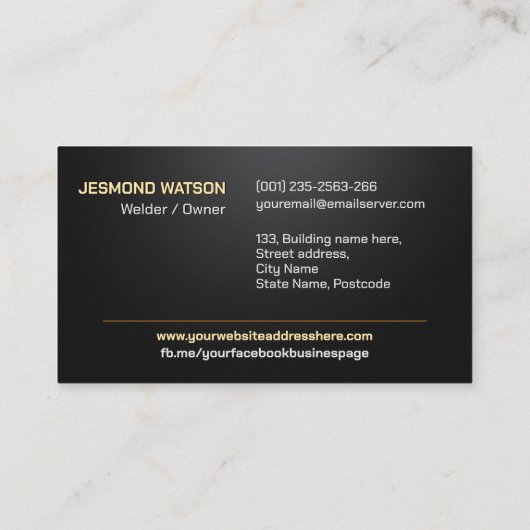 Professional Welding Services - Welder 名刺 (裏面)