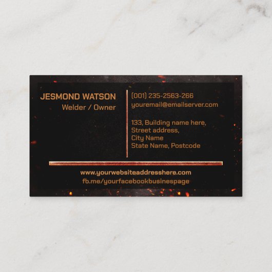 Professional Welding Services - Welder 名刺 (裏面)