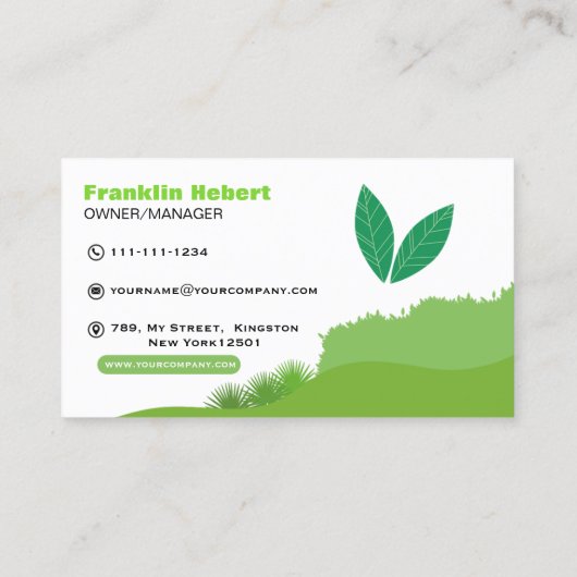 Professional White Green Lawn Care & Landscaping 名刺 (裏面)