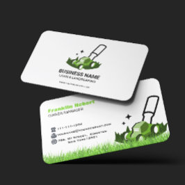 Professional White Green Lawn Care & Landscaping 名刺