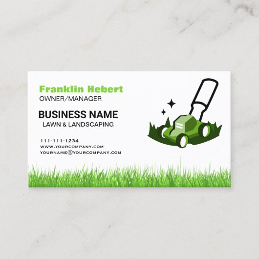 Professional White Green Lawn Care & Landscaping 名刺 (正面)