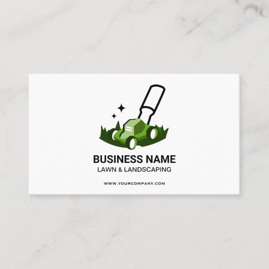 Professional White Green Lawn Care & Landscaping 名刺 (正面)