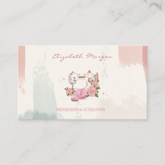 Professional White Sewing Machine Cat Brush Stroke 名刺 (正面)