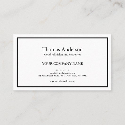 Professional Wood Grain Rustic Carpentry 名刺 (裏面)