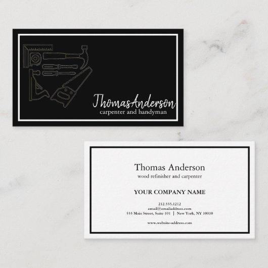 Professional Wood Grain Rustic Carpentry 名刺 (正面/裏面)