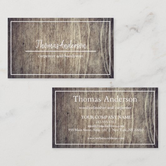 Professional Wood Grain Rustic Carpentry 名刺 (正面/裏面)