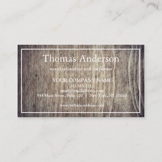 Professional Wood Grain Rustic Carpentry 名刺 (裏面)