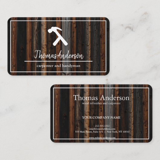 Professional Wood Grain Rustic Carpentry 名刺 (正面/裏面)