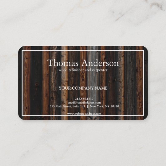 Professional Wood Grain Rustic Carpentry 名刺 (裏面)