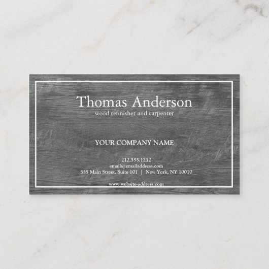 Professional Wood Grain Rustic Carpentry Business 名刺 (裏面)