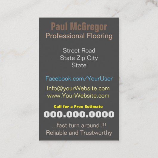 Professional Wood Laminated Flooring Business Card 名刺 (裏面)