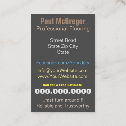 Professional Wood Laminated Flooring Business Card 名刺 (裏面)