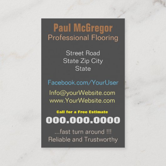 Professional Wood Laminated Flooring Business Card 名刺 (裏面)