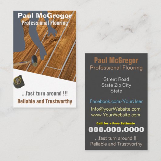 Professional Wood Laminated Flooring Business Card 名刺 (正面/裏面)