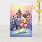 Professional Wrestling Luchador Piñata Birthday カード (黄色い花)