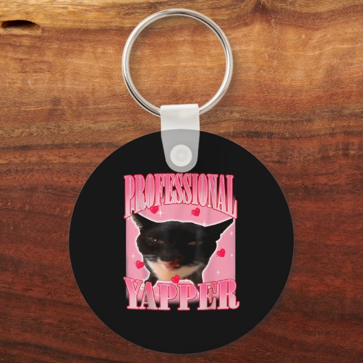 Professional Yapper Cat Funny Oddly Specific Dank  キーホルダー (正面)