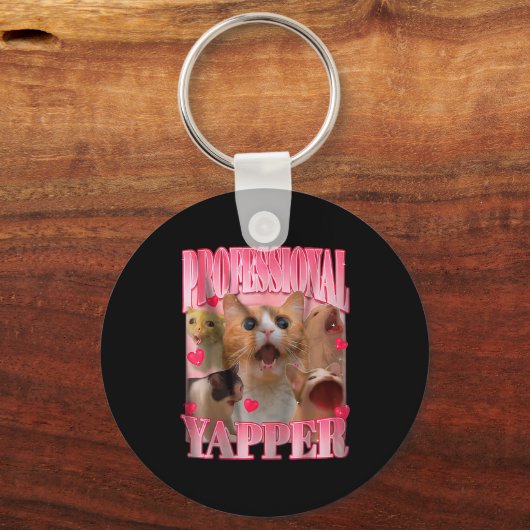 Professional Yapper Cat Funny Oddly Specific Dank  キーホルダー (正面)