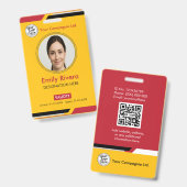 Professional Yellow Black Red Employee Access Card バッジ (Front & Back)