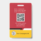Professional Yellow Black Red Employee Access Card バッジ (Back)