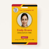 Professional Yellow Black Red Employee Access Card バッジ (正面)