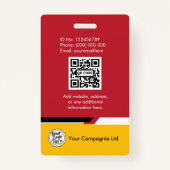 Professional Yellow Black Red Employee Access Card バッジ (裏面)