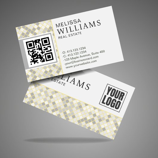 Professional Yellow & Gray QR Code Logo  名刺