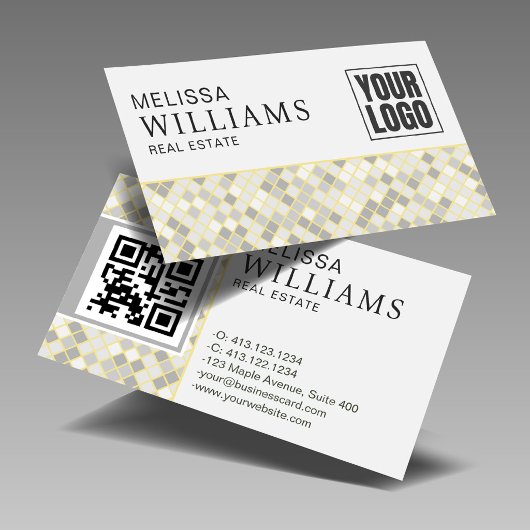 Professional Yellow & Gray QR Code Logo  名刺