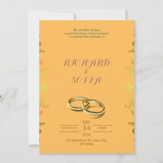 Professional Yellow & Orange Wedding Invitation 招待状 (正面)