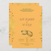 Professional Yellow & Orange Wedding Invitation 招待状 (正面/裏面)