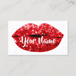 ProfessionalMakup Artist赤いキスの唇白モダン 名刺