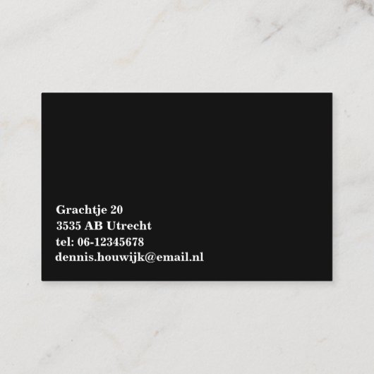 Professioneel zwart wit visitekaartje 名刺 (裏面)