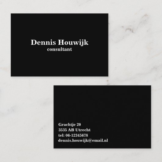 Professioneel zwart wit visitekaartje 名刺 (正面/裏面)