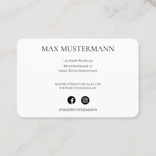 Professionelle Elegante Weiße Visitenkarte 名刺 (裏面)