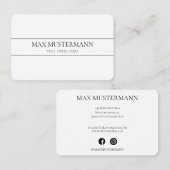 Professionelle Elegante Weiße Visitenkarte 名刺 (正面/裏面)