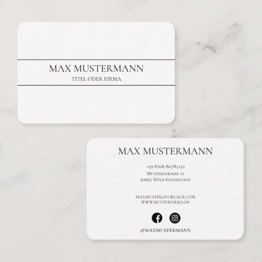 Professionelle Elegante Weiße Visitenkarte 名刺 (正面/裏面)