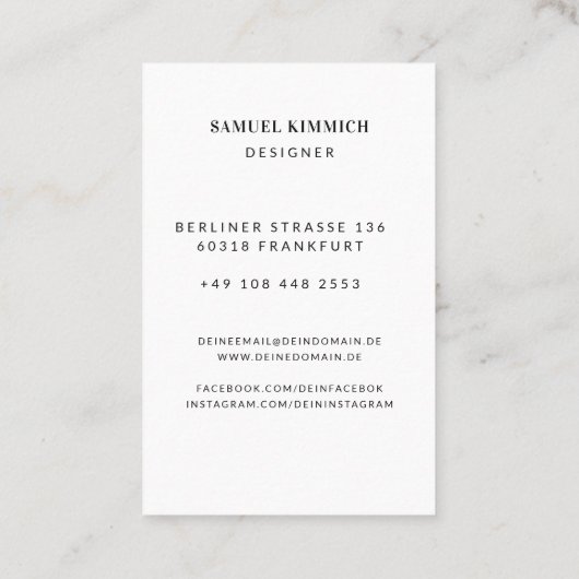 Professionelle Foto Visitenkarte 名刺 (裏面)