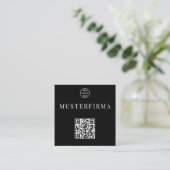 Professionelle Schwarz Weiße QR Code Visitenkarte スクエア名刺 (スタンド正面)