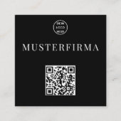 Professionelle Schwarz Weiße QR Code Visitenkarte スクエア名刺 (正面)