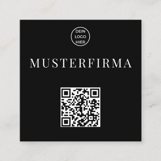 Professionelle Schwarz Weiße QR Code Visitenkarte スクエア名刺 (正面)