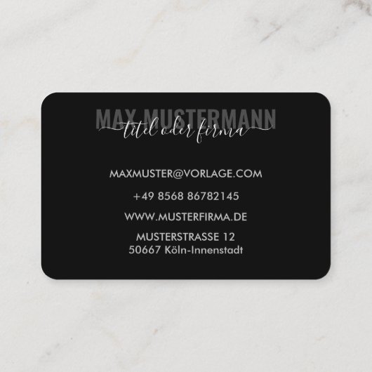 Professionelle Schwarze Visitenkarten Vorlage - Vi 名刺 (裏面)