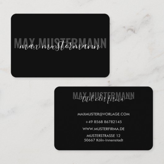 Professionelle Schwarze Visitenkarten Vorlage - Vi 名刺 (正面/裏面)