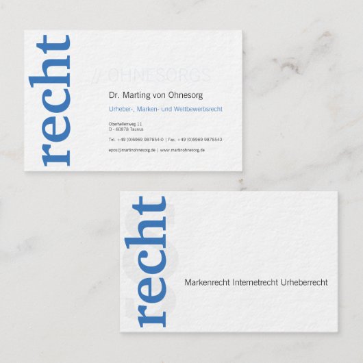 Professionelle Visitenkarten blau weiß 名刺 (正面/裏面)