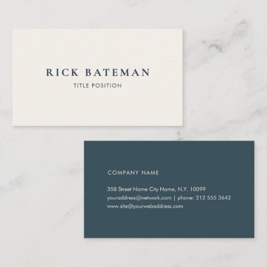 Professionnel Simple Ivoire Bleu 名刺 (正面/裏面)