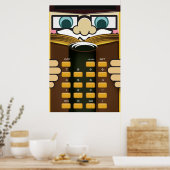 Professor Calculator おもしろい cartoon ポスター (キッチン)