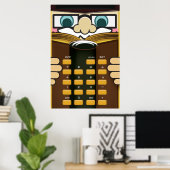 Professor Calculator おもしろい cartoon ポスター (ホームオフィス)