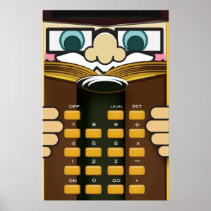 Professor Calculator おもしろい cartoon ポスター