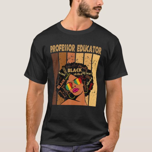 Professor Educator Afro African American Black His Tシャツ (正面)